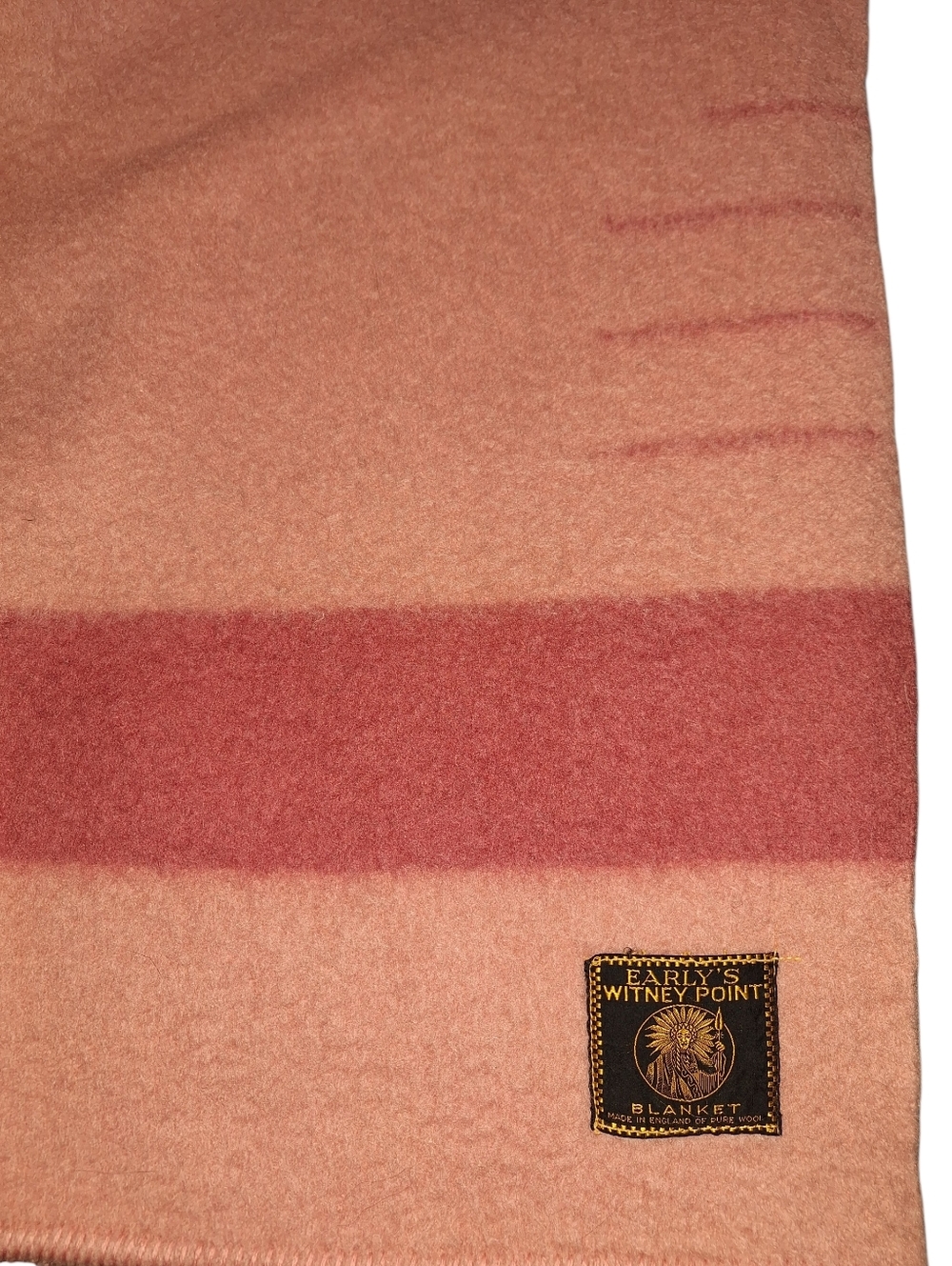 Vtg EARLY’S WITNEY POINT Pure Wool Blanket 3.5 Point Pink